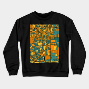 San Bernardino Map Pattern in Orange & Teal Crewneck Sweatshirt